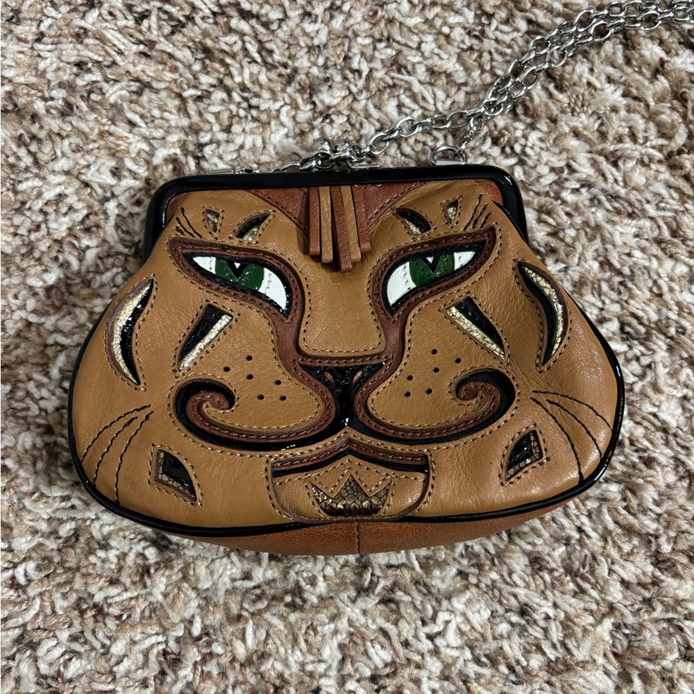Tan Leather Animal Face Women's Bag